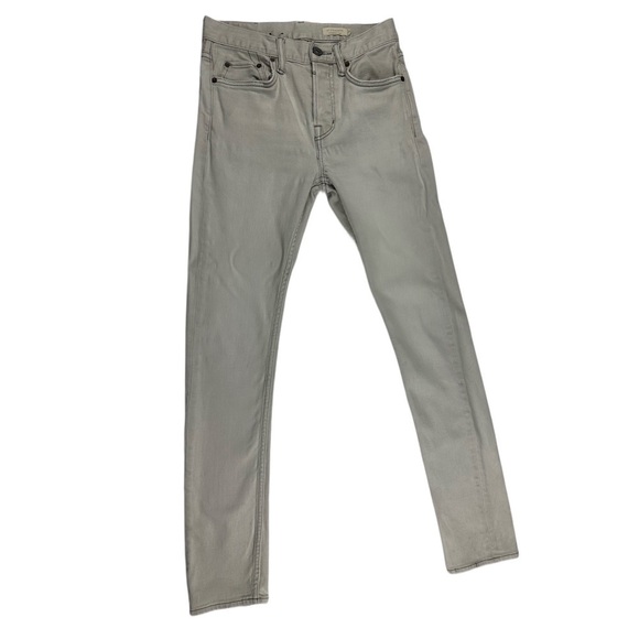 Allsaints Cigarette Men's Skinny Bleached Gray Distressed Denim Jeans Size W28